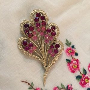 Vintage Coro pin with purple and pink ston…